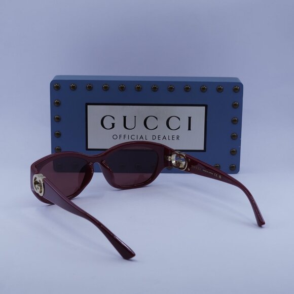 Gucci GG1826SK 003 Geometric Sunglasses - Burgundy - Picture 5 of 10